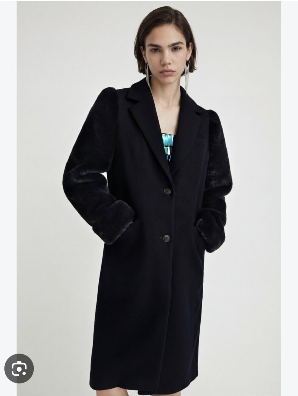 *NEW* Desigual Coat with Faux Fur-Effect Sleeves | Navy Blue Coat